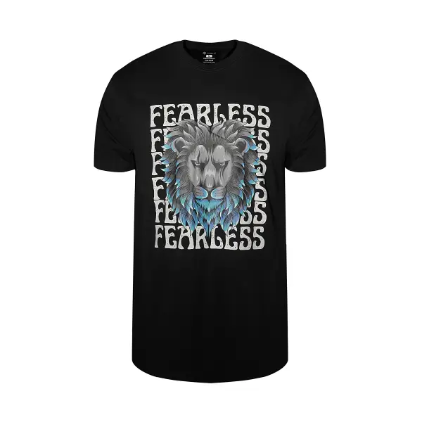 T-Shirt Printed Fearless Lion Black