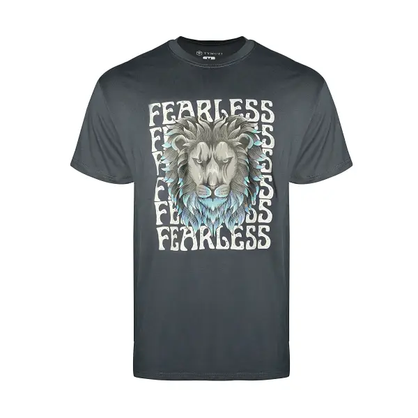 T-Shirt Printed Fearless Lion Grey